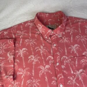 Huk Shirt Mens 2XL Pink Palm Tree Print Short Sleeve Button Up Fishing